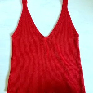 Brandy Melville Red Knit Cropped Tank